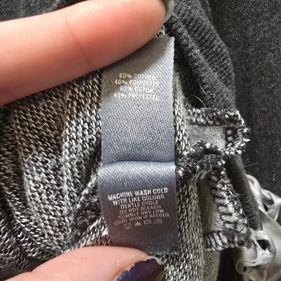 Aerie dark gray terry cloth long sleeve sweatshirt ribbon ties boat neck large - Picture 9 of 11